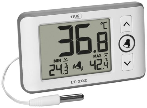 TFA Dostmann Digitales Profi-Thermometer mit Kabelfühler LT 202 Thermomètre blanc 30.1052.02