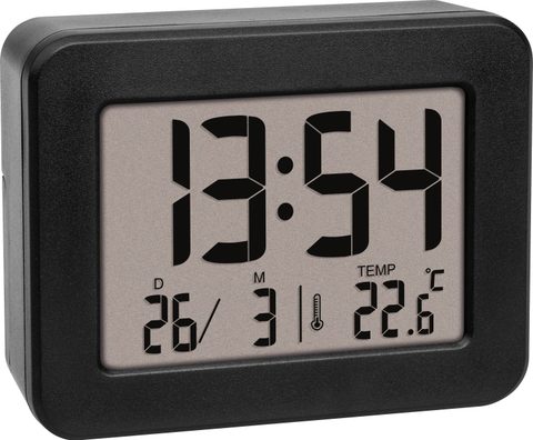 TFA Dostmann 60.2044.01 à quartz Réveil noir Heures de réveil 1