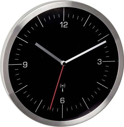 TFA Dostmann Horloge murale 60.3544.01 radiopiloté(e) 24.5 cm x 4.1 cm x 24.5 cm acier inoxydable mécanisme dhorloge silencieux