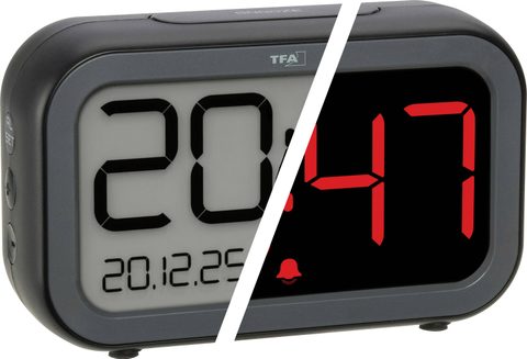 TFA Dostmann 60.2048.01 à quartz Réveil noir, noir anthracite Heures de réveil 1 écran négatif