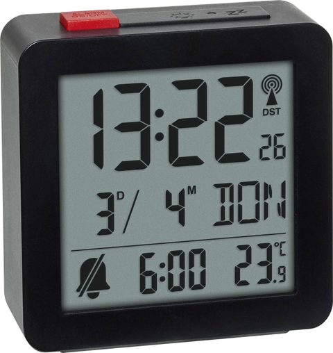 TFA Dostmann 60.2566.01 radiopiloté(e) Réveil noir Heures de réveil 1