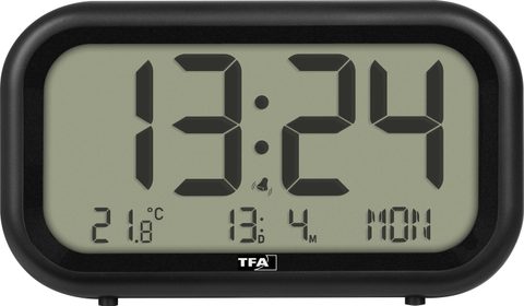TFA Dostmann 60.2052.01 à quartz Réveil noir Heures de réveil 1 grand écran, sonnerie de réveil très puissante