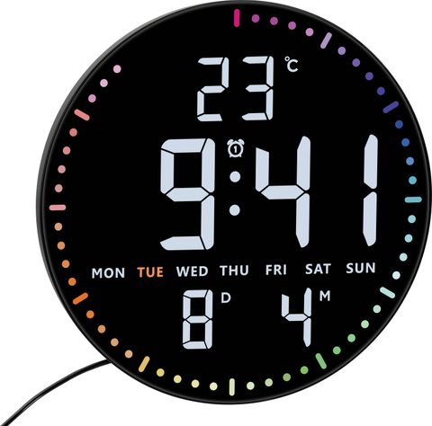 TFA Dostmann Horloge murale 60.4002.01 à quartz 32 mm x 255 mm noir grand écran