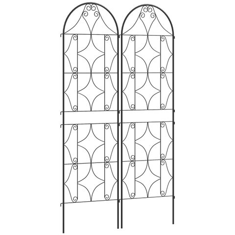 Outsunny Treillis de jardin effet fer forgé - lot de 2 supports pour plantes grimpantes - 50 x 180 cm - métal époxy