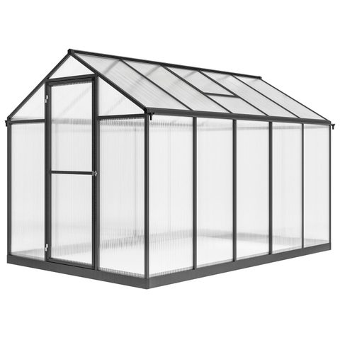 Outsunny Serre de jardin alu polycarbonate 5,5 m² dim. 3,03x1,83x1,95m fondation lucarne porte loquet