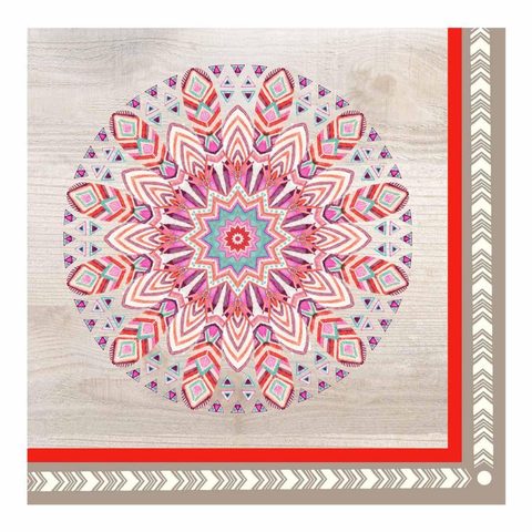 Homea Lot de 20 Serviettes en Papier Boho Mandala 33x33cm