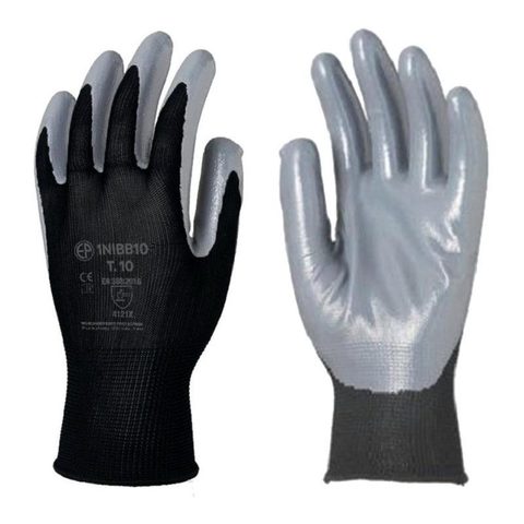 Coverguard Gant tricoté polyester EUROTECHNIQUE enduit nitrile noir gris T9 1NIBB09