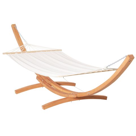 Outsunny Hamac de jardin avec support en bois hamac sur pied 1 personne dim. 3,92L x 1,2l x 1,1H m toile coton