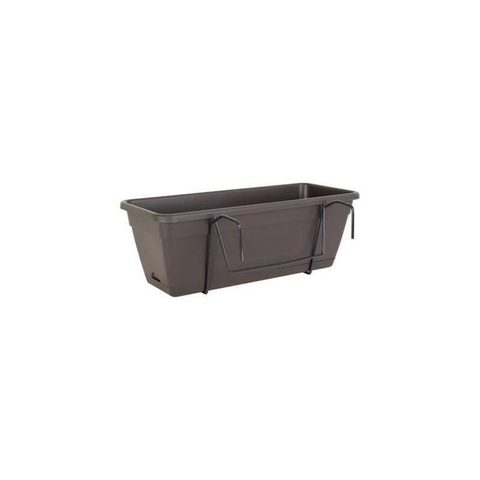 Artevasi Jardinière balcon avec réserve deau VENEZIA - Plastique - Gris anthracite - Rectangulaire - 49 x 19 5 x 16 6 cm