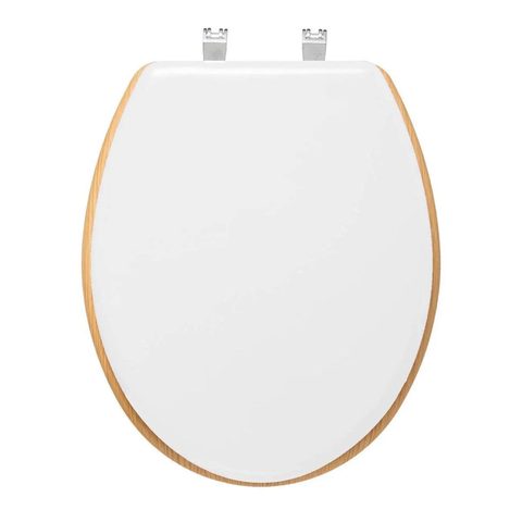 5Five Abattant WC à fermeture silencieuse blanc et aspect bois, Modern