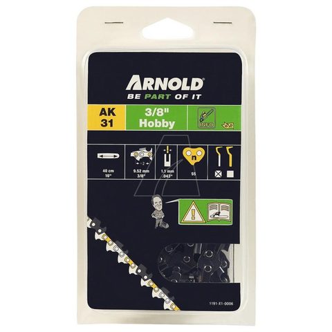 Arnold Chaîne de tronçonneuse 3/8, 1,1 mm - 55 maillons d'entraineurs - gouges demi-rondes