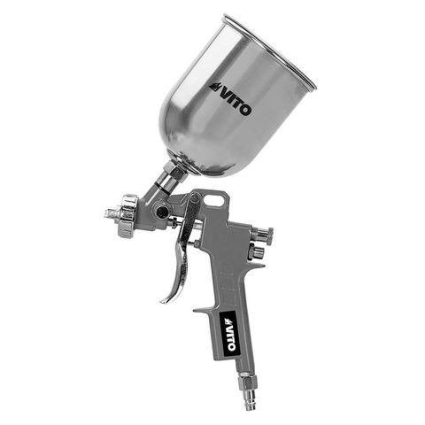 Vito Pistolet à peinture 3 - 5 bar Réservoir 600ml Filetage Air 1/4-6mm Raccord rapide