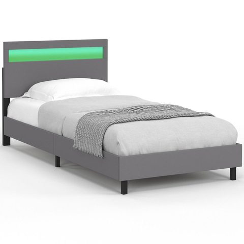 Id Market Lit simple neo avec tête de lit led intégrées et sommier 90 x 190 cm pvc