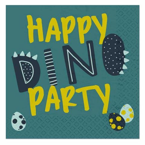 Homea Lot de 20 Serviettes en Papier Happy Dino 33x33cm