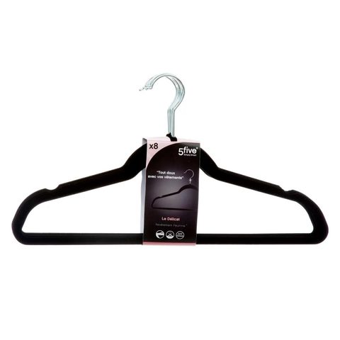 5Five Cintre pour vêtement en feutrine L. 45,2 cm noir,5Five vendu par 8 pièces