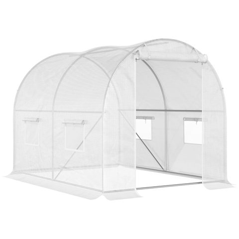 Outsunny Serre de jardin tunnel 6 m² 3L x 2l x 1,9H m acier galvanisé renforcé diamètre 2,4 cm + PE haute densité fenêtres porte
