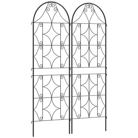 Outsunny Treillis de jardin effet fer forgé - lot de 2 supports pour plantes grimpantes - 50 x 150 cm - métal époxy