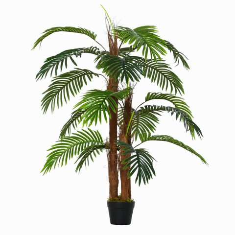 Outsunny Palmier artificiel hauteur 1,2 m arbre artificiel tronc branches lichen feuilles grand réalisme pot inclus