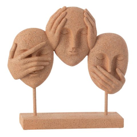 J-line Statuette 3 Visages sur Socle Morris 30cm Terracotta