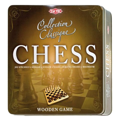 Tactic Echecs En Bois Boite Metal