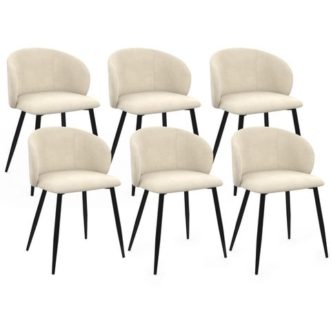 Id Market Lot de 6 chaises kira en velours crème pour salle à manger