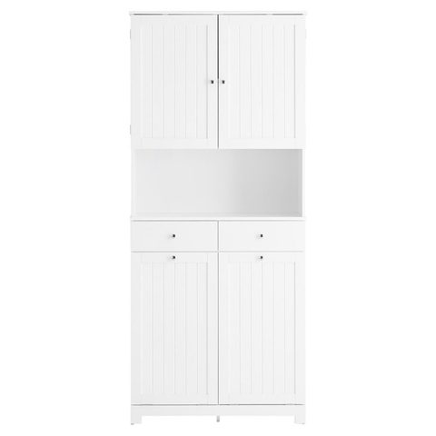 Sobuy Meuble De Buanderie à deux tiroirs - Blanc - 78x38x181cm - Nordique - BZR215-W