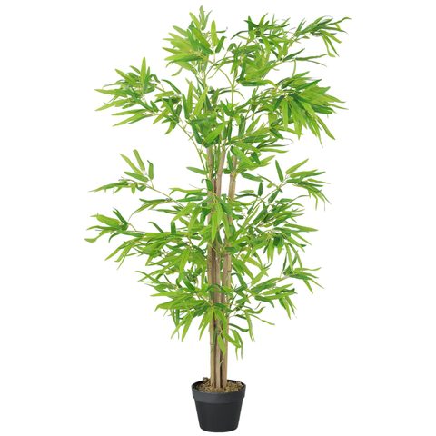Outsunny Bambou Artificiel Hauteur 1,5 m 644 Feuilles denses réalistes Pot Inclus Noir avec Lichen