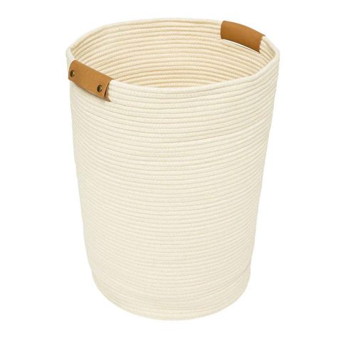 5Five Panier à linge 80L l.44 x L.44 x H.56 cm coloris ivoire, Duo
