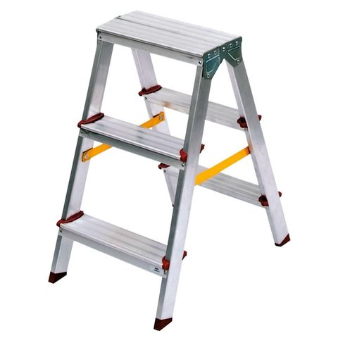 Vito Escabeau Double 3 Marches Aluminium Pliable 65 cm – Marchepied Stable Antidérapant Charge 150 kg pour Bricolage et Travaux
