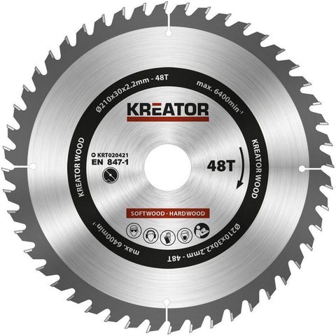 Kreator 1 lame de scie circulaire 185 mm 2,2 mm 60 dents - alésage 30 mm