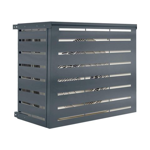 Id Market Cache climatiseur 105 x 35 x 80 cm métal gris anthracite protection unité extérieure pour pompe à chaleur