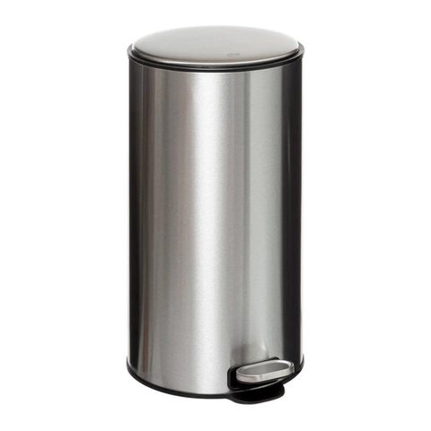 5Five Poubelle de cuisine 30L en acier inoxydable coloris argent ouverture à pédale Ø.31,5 x H.62 cm