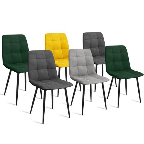 Id Market Lot de 6 chaises mila en velours mix color vert x2