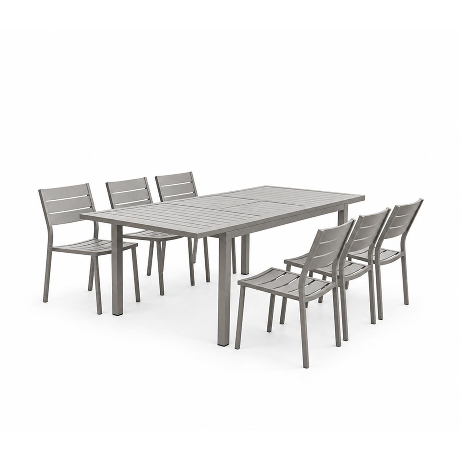Concept Usine Table de jardin extensible 6-8 personnes avec 6 chaises en aluminium MEZZANE