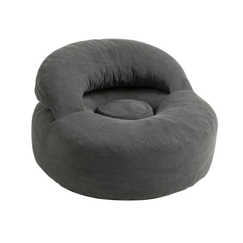 Sobuy Fauteuil relax avec repose-pieds en velours côtelé gris 110x125x65cm fst100-dg