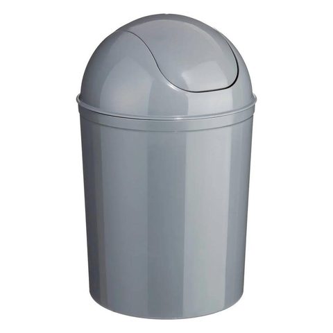 5Five Poubelle de salle de bains ronde 7 litres en polypropylène coloris gris Ø 19,5 x H. 32 cm