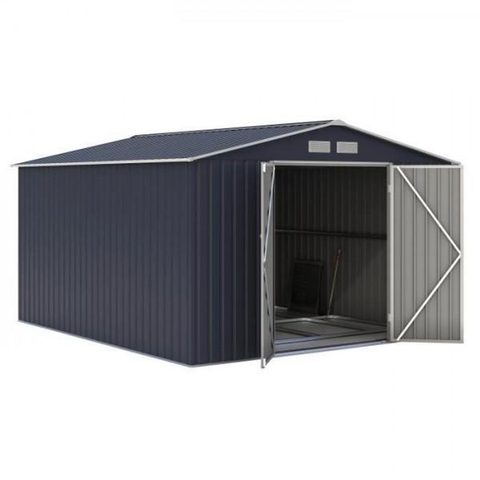 Market24 VELASCO Abri de jardin en métal 8,84 m² - 277 x 319 x 202 cm - Kit d'ancrage inclus, 2 portes battantes