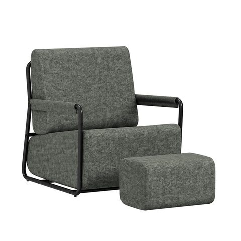 Sobuy Fauteuil relax avec repose-pieds gris foncé 74x67x78cm fst99-dg