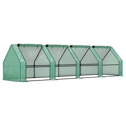 Outsunny Mini Serre tunnel de Jardin - 4 fenêtres avec Zip enroulables - Acier PE 140 g/m² Anti-UV - 360x90x90cm
