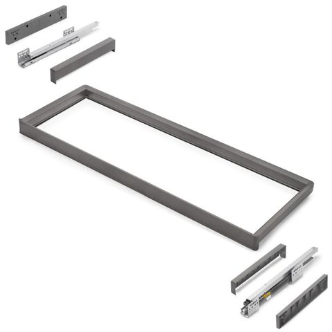 Emuca Rack avec glissières à extension totale et à fermeture douce pour accessoires d'armoire Quartz - 1012-1038mm - Aluminium et pl