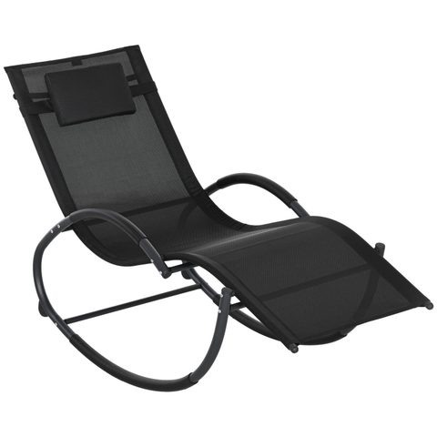 Outsunny Chaise longue à bascule rocking chair design contemporain métal textilène