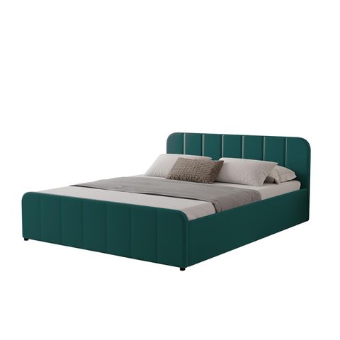 Concept Usine Lit avec c de rangement 160x200cm en velours vert TAMPA