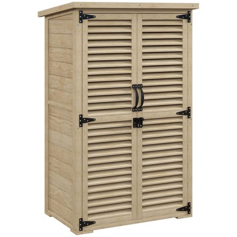 Outsunny Armoire de jardin abri de jardin 2 portes persiennes 2 étagères toit bitumé bois sapin pré-huilé