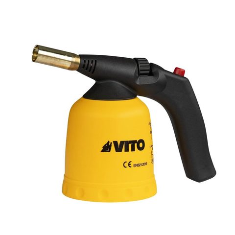 Vito Lampe à souder gaz 1700W Allumage piezo 1200°C Gaz Butane 190g – Chalumeau gaz Bricolage Plomberie Soudure Cuisine
