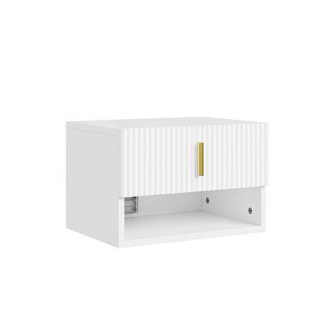 Sobuy Chevet mural blanc avec tiroir et étagère LED 40x30x26cm FBT176-E-W
