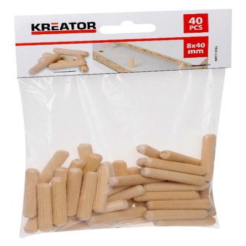 Kreator Lot de 40 tourillons bois Ø 8x40mm