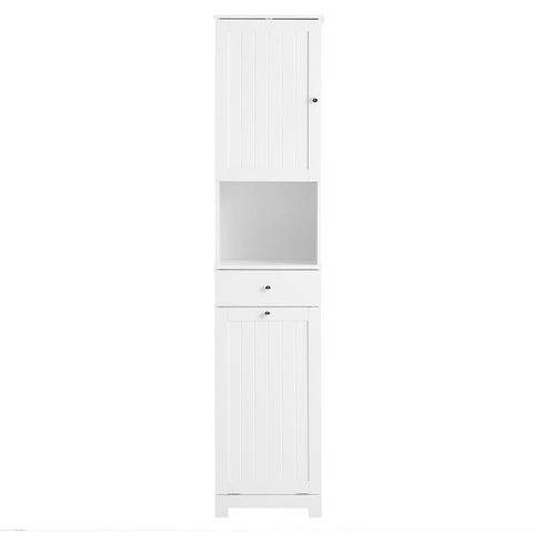Sobuy Colonne De Salle De Bain à un tiroir - Blanc - 40x38x180cm - Minimaliste - BZR216-W