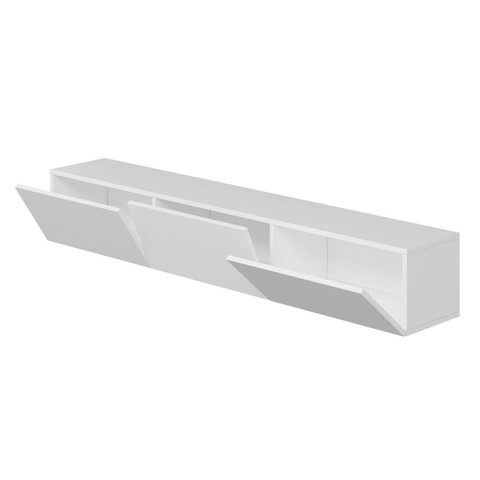 Concept Usine Meuble TV suspendu avec placards blanc 180cm PARY