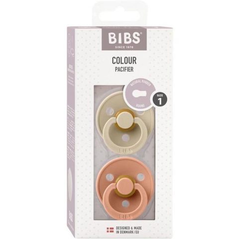 Bibs Sucette bébé - Colour - Embout rond - Pack de 2 - Caoutchouc naturel - Taille 1 Vanilla