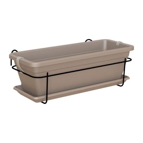 Artevasi Jardinière balcon VENEZIA - Plastique - Taupe - Rectangulaire - 50 x 19 5 x h16 3 cm